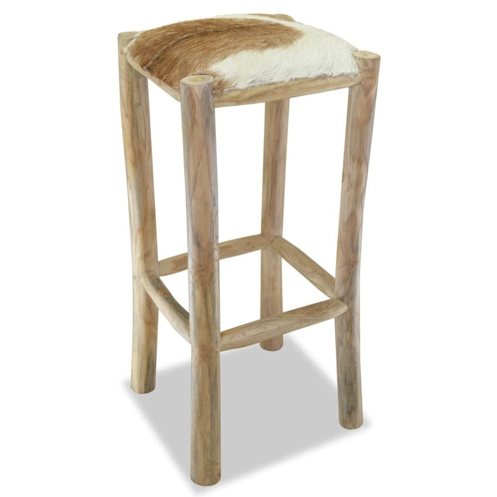 Vidaxl Barová stolička, pravá koža a tíkový masív